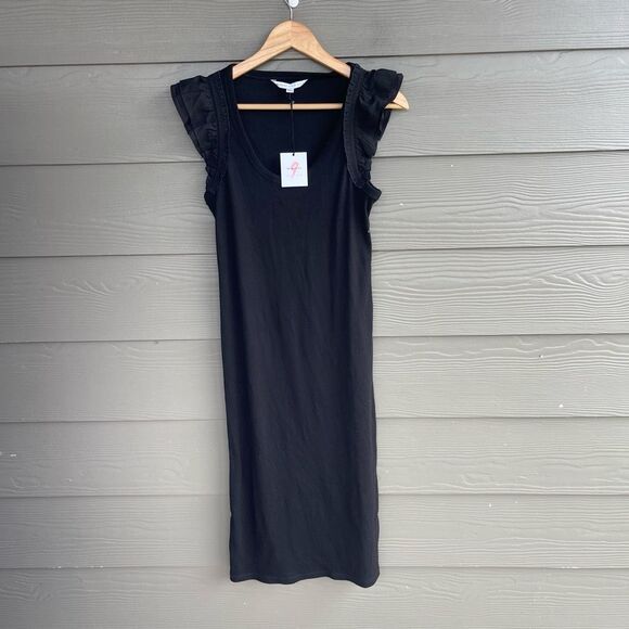 The Nines by Hatch NWT black ripped flutter sleeve jersey knit maternity dress - Picture 2 of 8